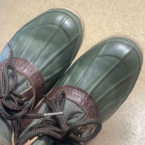 Sporto Vtg 90s Original Duck Boots 7 Green Brown - Picture 12 of 16